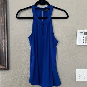Papermoon Blue Sleeveless Tank Top with High Neckline